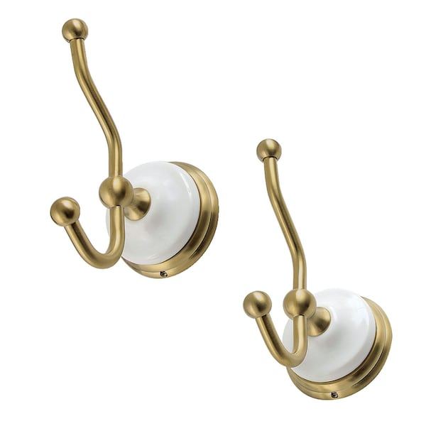 2Piece Robe Hook, Brushed Brass